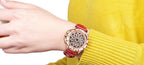 Luxury White Flower Womens Watch Analog Quartz Waterproof Wristwatches Elegant Leather Strap Modern Design Stevvex