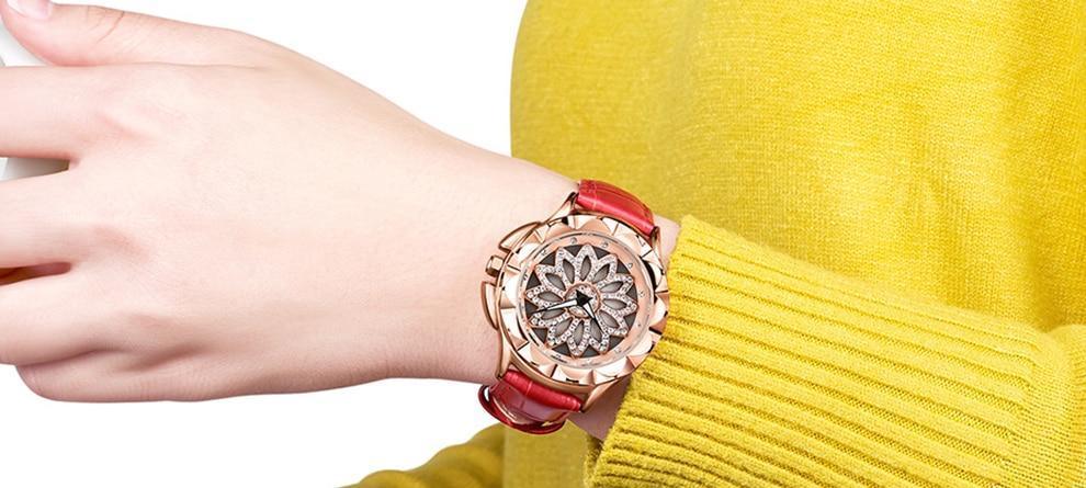 Luxury White Flower Womens Watch Analog Quartz Waterproof Wristwatches Elegant Leather Strap Modern Design Stevvex