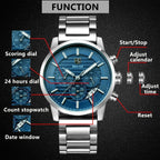Sport Business Chronograph Steel Men Watches Top Luxury Quartz Male Analog Fashion Watchwrist Stevvex