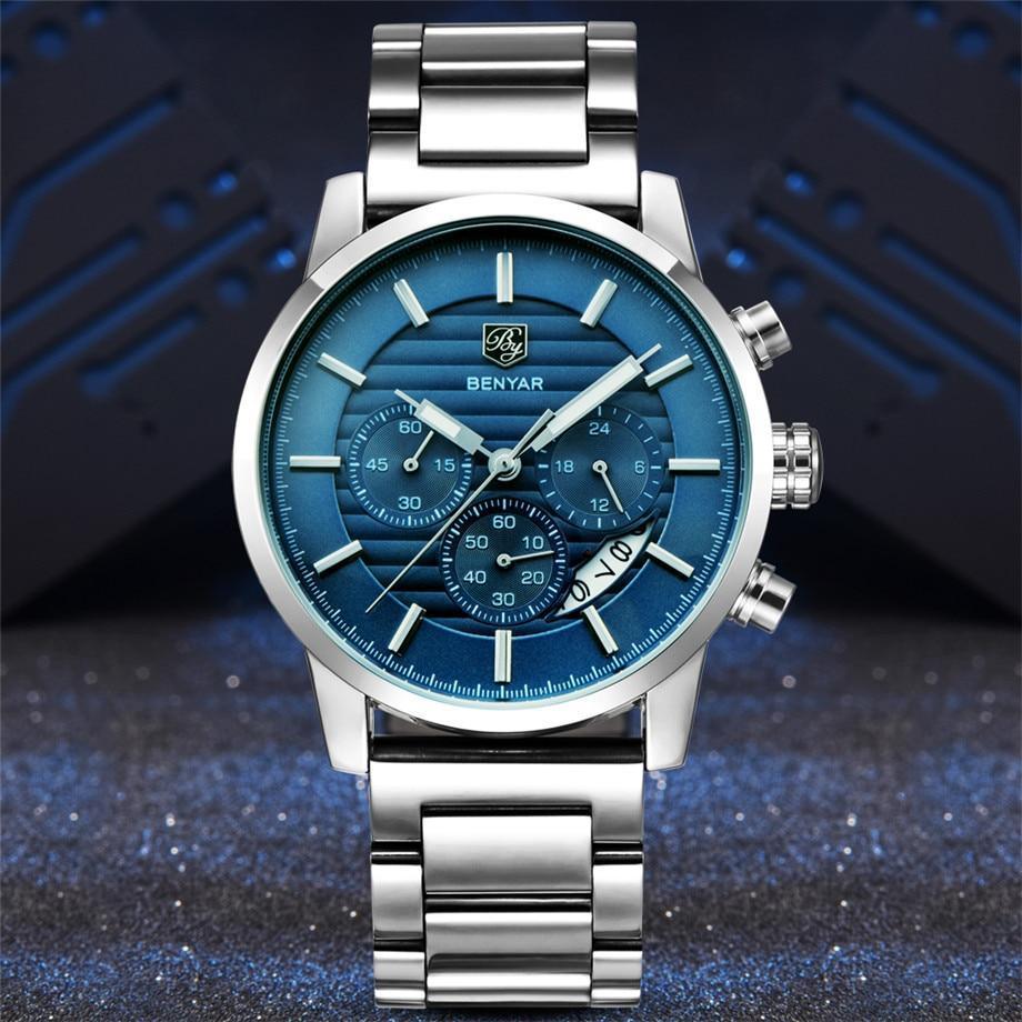 Sport Business Chronograph Steel Men Watches Top Luxury Quartz Male Analog Fashion Watchwrist Stevvex