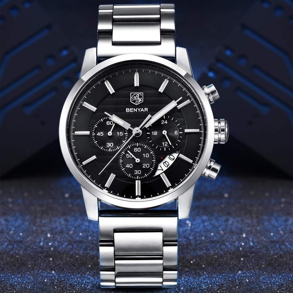 Sport Business Chronograph Steel Men Watches Top Luxury Quartz Male Analog Fashion Watchwrist Stevvex