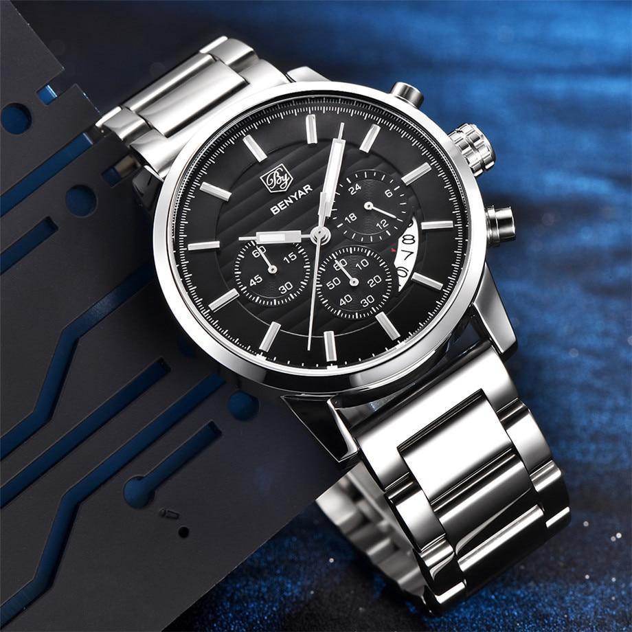 Sport Business Chronograph Steel Men Watches Top Luxury Quartz Male Analog Fashion Watchwrist Stevvex