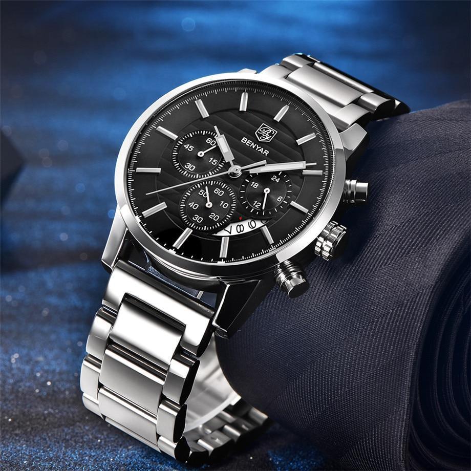 Sport Business Chronograph Steel Men Watches Top Luxury Quartz Male Analog Fashion Watchwrist Stevvex