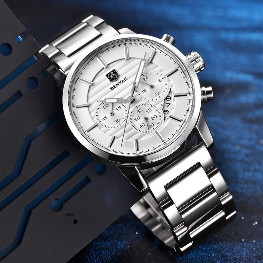 Sport Business Chronograph Steel Men Watches Top Luxury Quartz Male Analog Fashion Watchwrist Stevvex