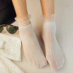 1 Pair Woman Socks Spring New Fashion Socks Solid Color Women Soft Cute Long Socks For Women Mesh Thin Socks High Quality Cotton Invisible Socks For Women Stevvex