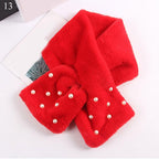 New Winter Solid Color Warm Thicken Soft Collar Scarf Faux Rabbit Fur Neckerchief Plush Warm Hot Scarfs Cross Collar Scarf Shawl Solid With Pearl Elegant For Women Stevvex