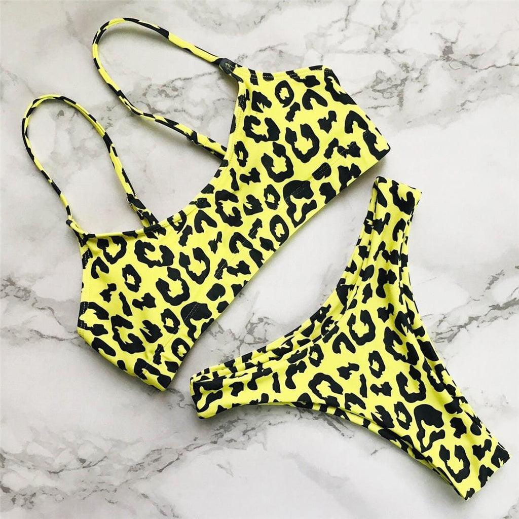 Leopard Bikini Women Swimwear Female Swimsuit Two-piece Bikini Set Comfortable Bathing Suit Swim Lady High Waist Bikini Set For Women Athletic Two Piece Soft Swimsuit Sporty Scoop Neck Bathing Suit Stevvex
