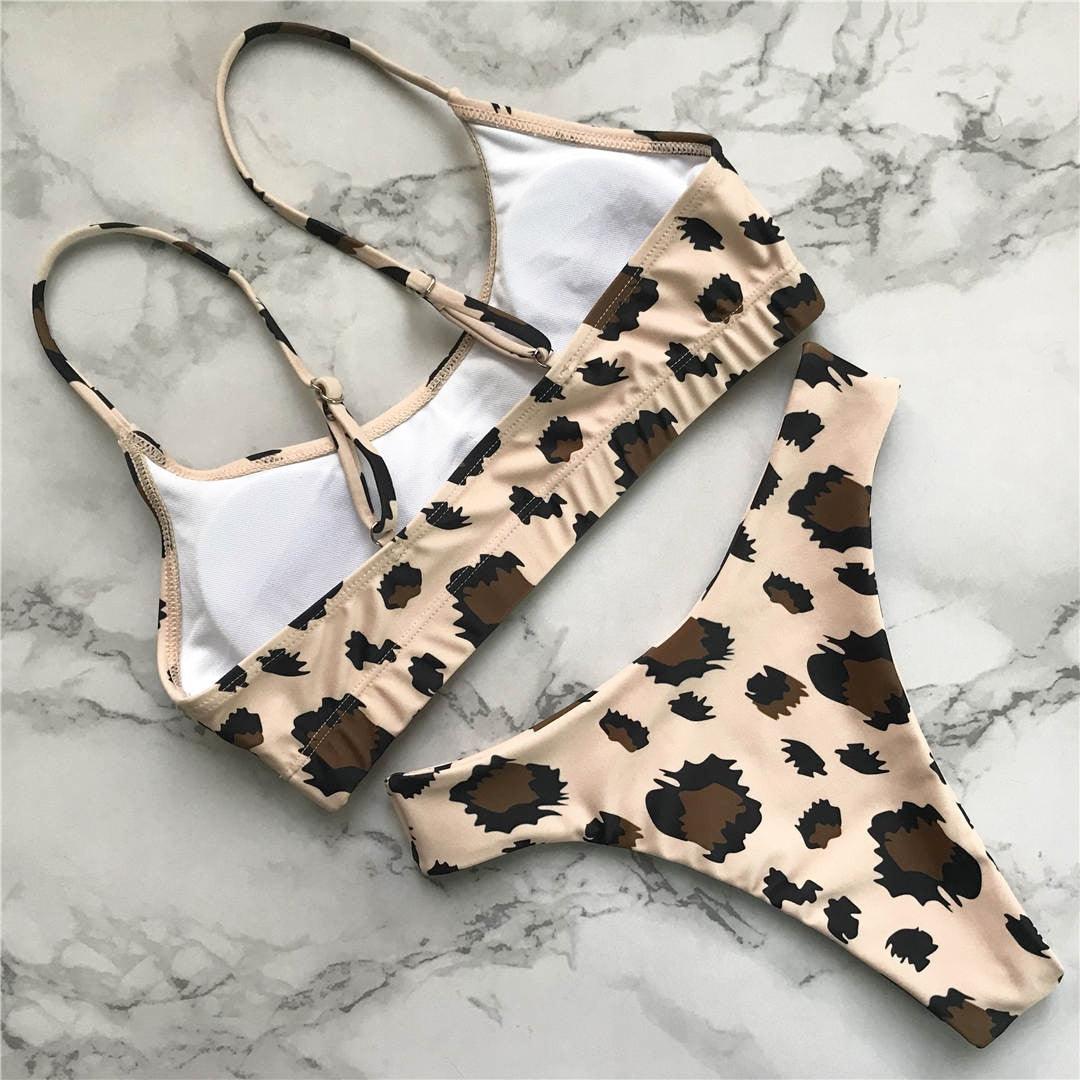 Leopard Bikini Women Swimwear Female Swimsuit Two-piece Bikini Set Comfortable Bathing Suit Swim Lady High Waist Bikini Set For Women Athletic Two Piece Soft Swimsuit Sporty Scoop Neck Bathing Suit Stevvex