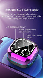 Sports Black Headphones Wireless Wearable Music Player Built-in Memory Sweatproof  WaterproofWireless Bluetooth Headphones 5.1 Gaming Headset In Ear HiFi Sports Noise Cancel Earphone For Smartphones LED Display For Sports Running Workout Stevvex
