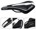 Leather Bike Saddle Road Bike Front Seat Cycling Saddles For Mens Breathable Hollow Cushion Bicycle Saddle Comfort Bike Saddle Ergonomic Waterproof Bicycle Seat For Road Bike Mountain Bike Seats Stevvex