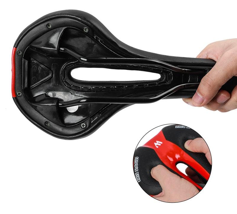 Leather Bike Saddle Road Bike Front Seat Cycling Saddles For Mens Breathable Hollow Cushion Bicycle Saddle Comfort Bike Saddle Ergonomic Waterproof Bicycle Seat For Road Bike Mountain Bike Seats Stevvex