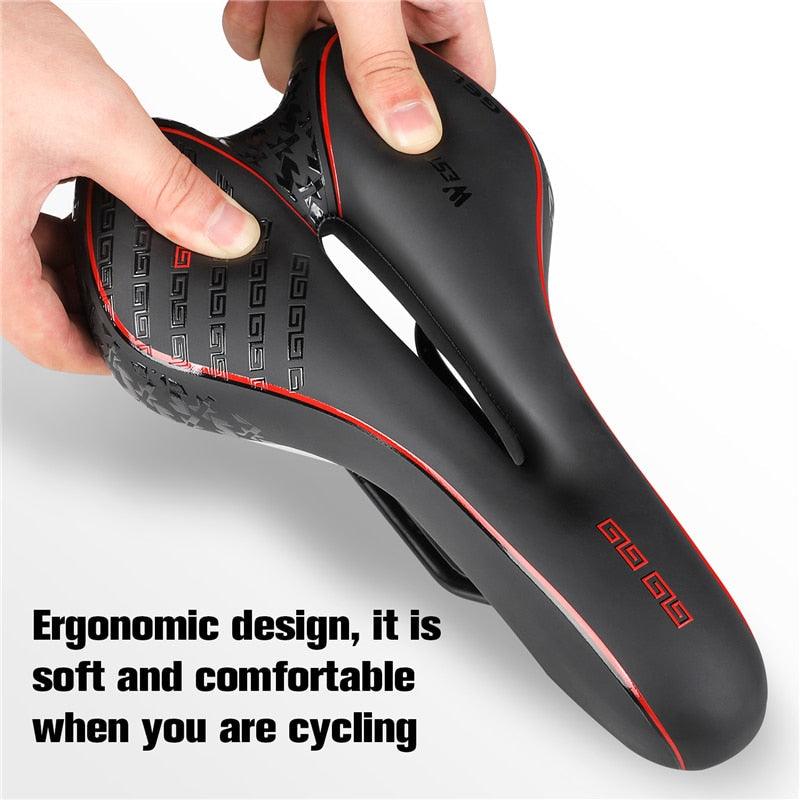 Leather Bike Saddle Road Bike Front Seat Cycling Saddles For Mens Breathable Hollow Cushion Bicycle Saddle Comfort Bike Saddle Ergonomic Waterproof Bicycle Seat For Road Bike Mountain Bike Seats Stevvex