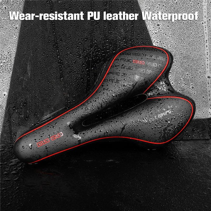 Leather Bike Saddle Road Bike Front Seat Cycling Saddles For Mens Breathable Hollow Cushion Bicycle Saddle Comfort Bike Saddle Ergonomic Waterproof Bicycle Seat For Road Bike Mountain Bike Seats Stevvex