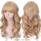 Synthetic Wigs For Women Daily Cosplay Long Water Wave  Lolita Wig With Bangs Cold Brown Heat Resistant Hair Bob Wigs For Black Women Cosplay Wigs For Women Gifts for Girlfriends Stevvex