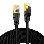 CAT7 Ethernet Cable 10G 600MHz Shielded Flat RJ45 Internet Network Patch Cord Fast LAN Wire Network Gold Plated Lead Polyester Braided For Gaming Stevvex