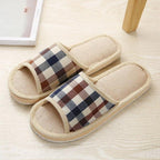 Women Indoor Slippers Flat Shoes Spring Autumn Linen Flip Flops Home Slippers Comfortable Memory Foam Slippers Lining Slip-On Lightweight Durable House Shoes Stevvex