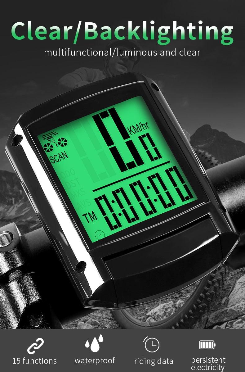 Waterproof Bicycle Computer Wireless And Wired MTB Bike Cycling Odometer Stopwatch Speedometer LED Digital Bicycles Computer Odometer Speedometer Max Distance Time For Trainer Stevvex
