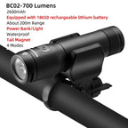 Bike Light Rainproof USB Rechargeable LED 2000mAh MTB Front Lamp Headlight Aluminum Ultralight Flashlight Super Bright Bicycle Front Headlight 5 Light Modes And Large Capacity Battery Stevvex