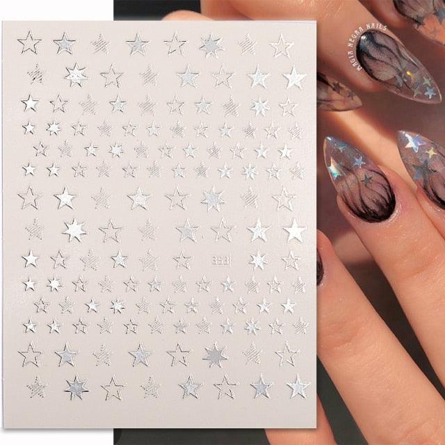 Gold 3D Nail Sticker Curve Stripe Lines Nails Stickers Gradient Adhesive Striping Tape Nail Foil Nail Art Stickers Decals Silver Strip Line Nail Decal Self-Adhesive 3D Wave Decal Decoration Metallic Curve Design Decoration for Women Girls Stevvex