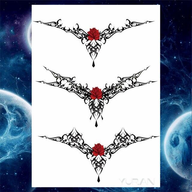 Luxury Big Tattoo Stickers Butterfly Body Arm Leg Tattoos Temporary Black Flower Rose Tattoos For Women's Adults Stevvex