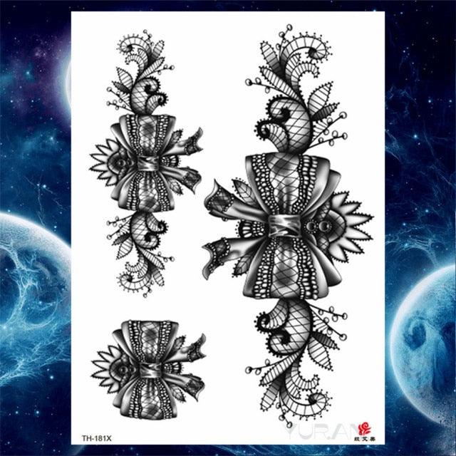 Luxury Big Tattoo Stickers Butterfly Body Arm Leg Tattoos Temporary Black Flower Rose Tattoos For Women's Adults Stevvex