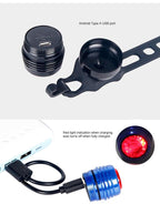 Bicycle Rear Light Bike Warning Lamp USB Charge Red White Light Color Safety Headlight Bike Tail Light Rechargeable Ultra Bright Bike Rear Light USB Rechargeable Bike LED Light Stevvex