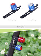 Bicycle Rear Light Bike Warning Lamp USB Charge Red White Light Color Safety Headlight Bike Tail Light Rechargeable Ultra Bright Bike Rear Light USB Rechargeable Bike LED Light Stevvex