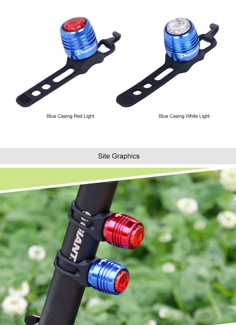 Bicycle Rear Light Bike Warning Lamp USB Charge Red White Light Color Safety Headlight Bike Tail Light Rechargeable Ultra Bright Bike Rear Light USB Rechargeable Bike LED Light Stevvex