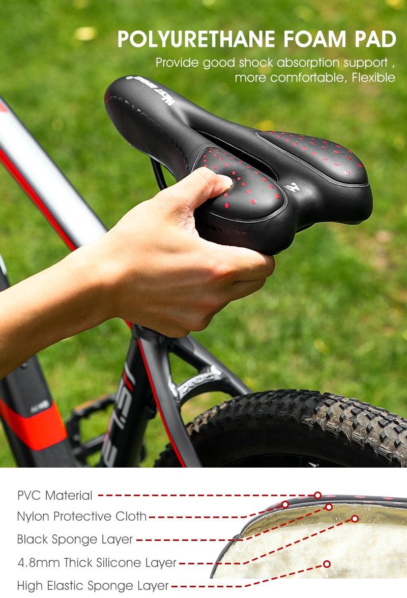 Bike Saddle Mountain Road Bike Seat PU Leather Gel Filled Cycling Cushion Comfortable Shockproof Bicycle Saddle Seat Cushion For Men Comfort Bike Saddle Anti-Slip Bicycle Saddle Waterproof Bicycle Seat For Mountain Bike Seat Stevvex
