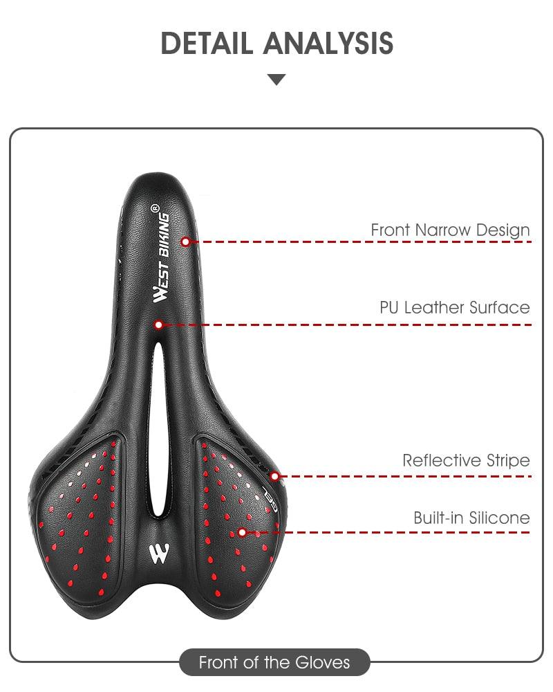 Bike Saddle Mountain Road Bike Seat PU Leather Gel Filled Cycling Cushion Comfortable Shockproof Bicycle Saddle Seat Cushion For Men Comfort Bike Saddle Anti-Slip Bicycle Saddle Waterproof Bicycle Seat For Mountain Bike Seat Stevvex