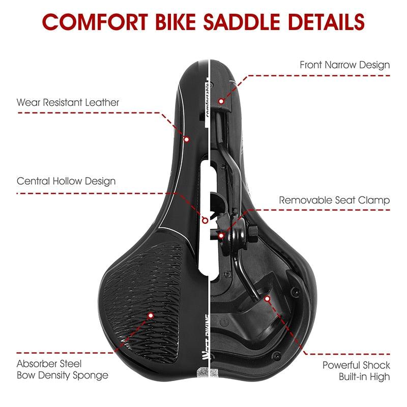 Bike Saddle Mountain Road Bike Seat PU Leather Gel Filled Cycling Cushion Comfortable Shockproof Bicycle Saddle Seat Cushion For Men Comfort Bike Saddle Anti-Slip Bicycle Saddle Waterproof Bicycle Seat For Mountain Bike Seat Stevvex