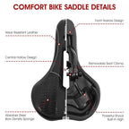 Bike Saddle Mountain Road Bike Seat PU Leather Gel Filled Cycling Cushion Comfortable Shockproof Bicycle Saddle Seat Cushion For Men Comfort Bike Saddle Anti-Slip Bicycle Saddle Waterproof Bicycle Seat For Mountain Bike Seat Stevvex