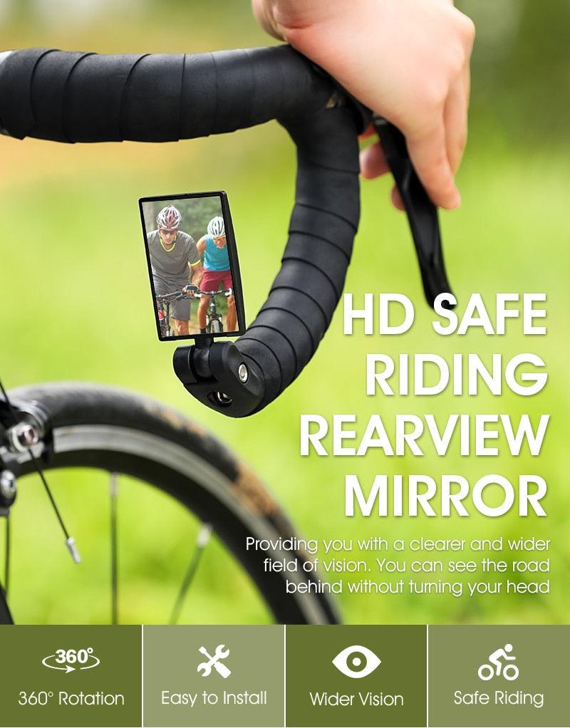 Adjustable Rotation Bike Rearview Mirror Cycling Rear View Road Bicycle Handlebar Mirrors Convex Mirror With 360˚Adjustable Handlebar Installation For Mountain Road Bike Electric Bicycle Accessories Stevvex