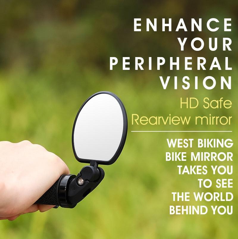 Adjustable Rotation Bike Rearview Mirror Cycling Rear View Road Bicycle Handlebar Mirrors Convex Mirror With 360˚Adjustable Handlebar Installation For Mountain Road Bike Electric Bicycle Accessories Stevvex