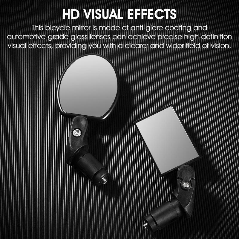 Adjustable Rotation Bike Rearview Mirror Cycling Rear View Road Bicycle Handlebar Mirrors Convex Mirror With 360˚Adjustable Handlebar Installation For Mountain Road Bike Electric Bicycle Accessories Stevvex
