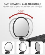 Adjustable Rotation Bike Rearview Mirror Cycling Rear View Road Bicycle Handlebar Mirrors Convex Mirror With 360˚Adjustable Handlebar Installation For Mountain Road Bike Electric Bicycle Accessories Stevvex
