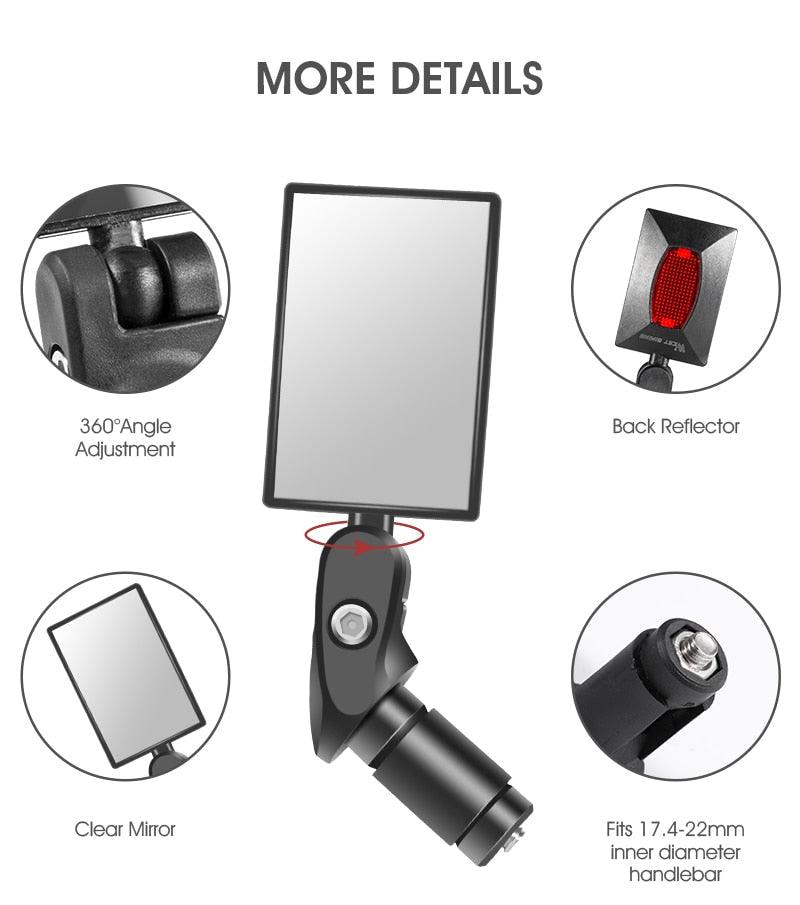 Adjustable Rotation Bike Rearview Mirror Cycling Rear View Road Bicycle Handlebar Mirrors Convex Mirror With 360˚Adjustable Handlebar Installation For Mountain Road Bike Electric Bicycle Accessories Stevvex