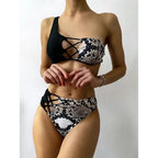 Luxury Women Black Bikini High Waist Swimwear Female 2 Pieces Set Swimsuit Bathing Suit Women Beach Women's High Waisted Bandage Bikini Set Two Piece Push Up Swimsuits Stevvex