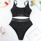 Luxury Women Black Bikini High Waist Swimwear Female 2 Pieces Set Swimsuit Bathing Suit Women Beach Women's High Waisted Bandage Bikini Set Two Piece Push Up Swimsuits Stevvex