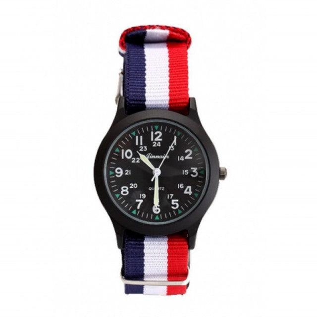 Unisex Fashion Nylon Fabric Kids Children Watch Sport Thin Students Canvas Quartz Dress Wristwatch Military Time Watch  Field Outdoor Sport Mens Wristwatch With Slip-Thru Nylon Band Stevvex
