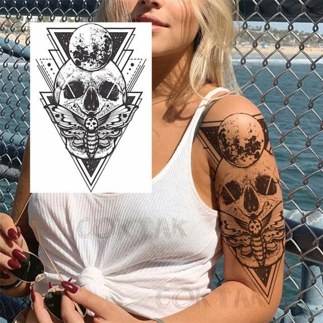 Realistic Black Temporary Small Big Tattoos Space Planets Animals Tatoos Waterproof  Face Hands Tattoos For Girls Mens Stevvex