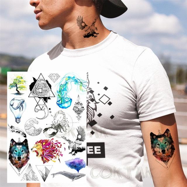 Realistic Black Temporary Small Big Tattoos Space Planets Animals Tatoos Waterproof  Face Hands Tattoos For Girls Mens Stevvex