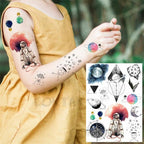 Realistic Black Temporary Small Big Tattoos Space Planets Animals Tatoos Waterproof  Face Hands Tattoos For Girls Mens Stevvex