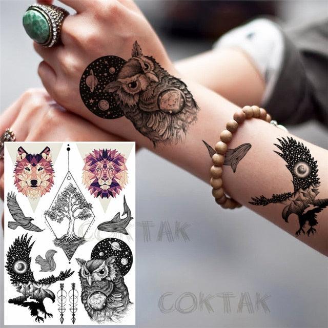 Realistic Black Temporary Small Big Tattoos Space Planets Animals Tatoos Waterproof  Face Hands Tattoos For Girls Mens Stevvex