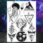 Realistic Black Temporary Small Big Tattoos Space Planets Animals Tatoos Waterproof  Face Hands Tattoos For Girls Mens Stevvex