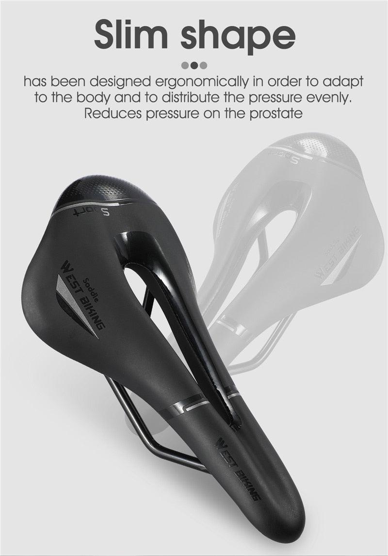 Ultra Light Comfortable Bicycle Saddle Mountain Road Bike Seat Soft Leather Hollow Breathable Cushion Seat Ergonomics Design Breathable Suspension Gel Bike Saddle Cushion For Mountain Bike Road Bike Stevvex