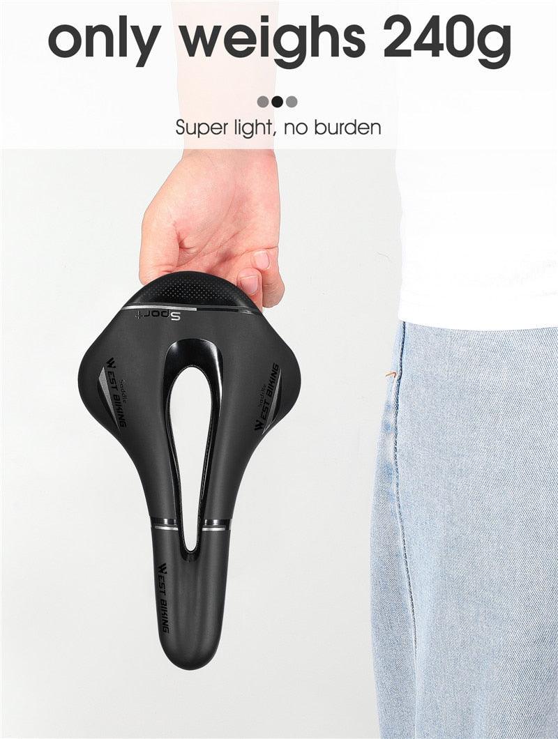 Ultra Light Comfortable Bicycle Saddle Mountain Road Bike Seat Soft Leather Hollow Breathable Cushion Seat Ergonomics Design Breathable Suspension Gel Bike Saddle Cushion For Mountain Bike Road Bike Stevvex