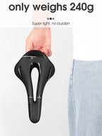 Ultra Light Comfortable Bicycle Saddle Mountain Road Bike Seat Soft Leather Hollow Breathable Cushion Seat Ergonomics Design Breathable Suspension Gel Bike Saddle Cushion For Mountain Bike Road Bike Stevvex