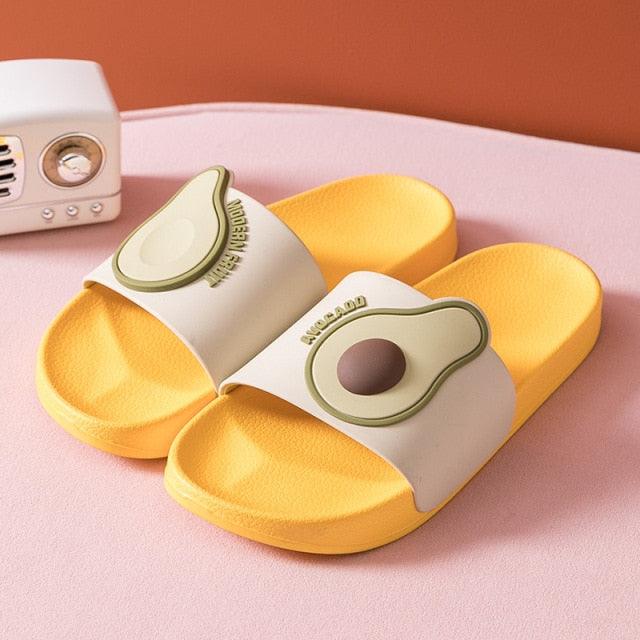Women Men Summer Slippers Casual Sandals Beach Slides Fruits Avocado Flip Flops Non-Slip Soft Sole Bathroom Shoes Open Toe Soft Slippers Non-Slip Soft Shower Spa Bath Pool Gym House Sandals Stevvex