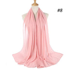 Winter Fashion Long Solid Color Soft Muslim Bubble Chiffon Hijab Scarf Shawls Hijab Elegant Scarf Wrap Lightweight Islamic Head Wear Escharpe Shawls Headband Wraps Lightweight Head Scarves Ladies Hijabs For  Women Stevvex